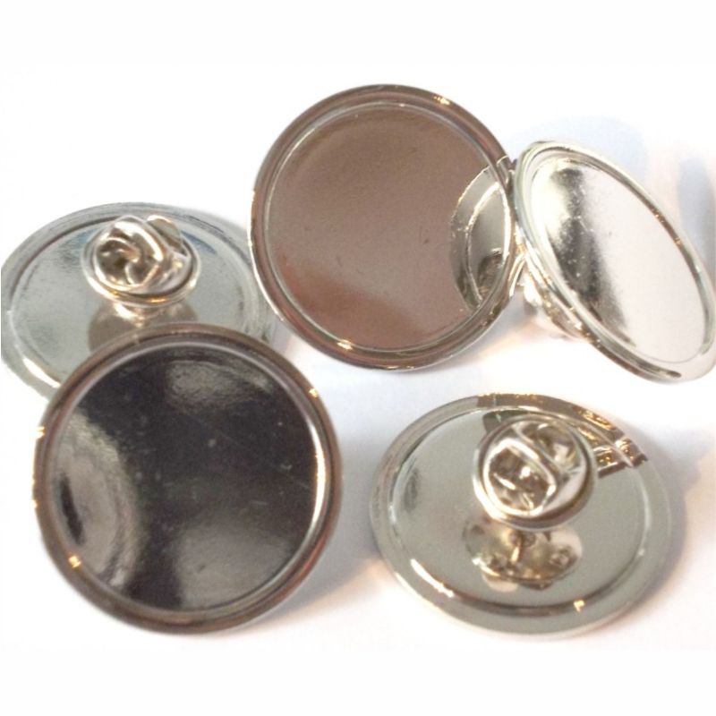 Superior Badge Blank round 25mm silver clutch fitting